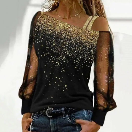 Fusion Glam" Top: The Patchwork Sparkle That Defines Elegant Versatility